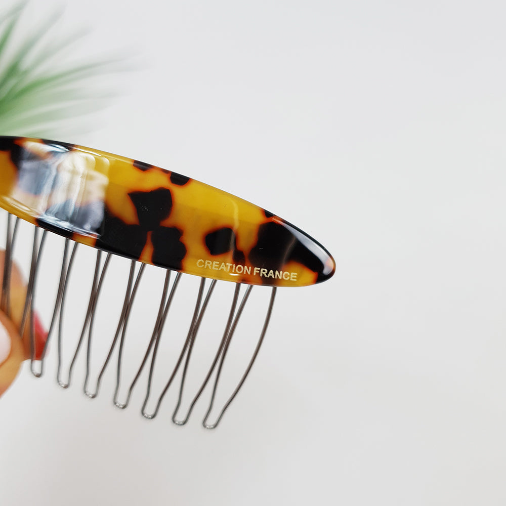 Long Round Hair Comb Pin 2.8 in – Tortoise Shell & Stripe, French Pin