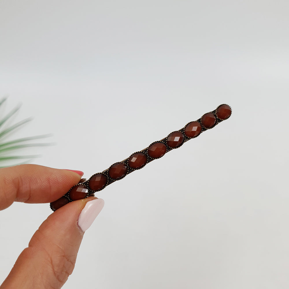 Faceted Oval Hair Barrette 3.3 in – 5 Orange