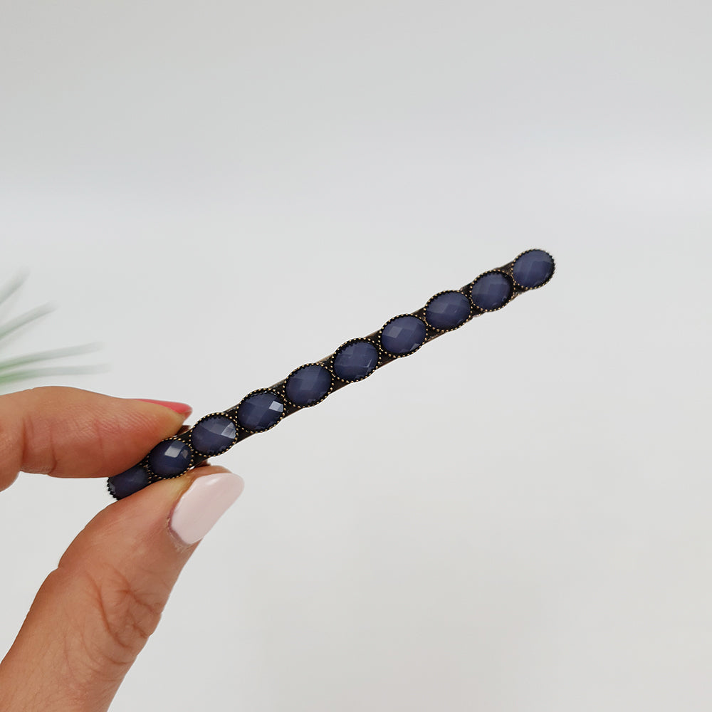 Faceted Oval Hair Barrette 3.3 in – 12 Lavender