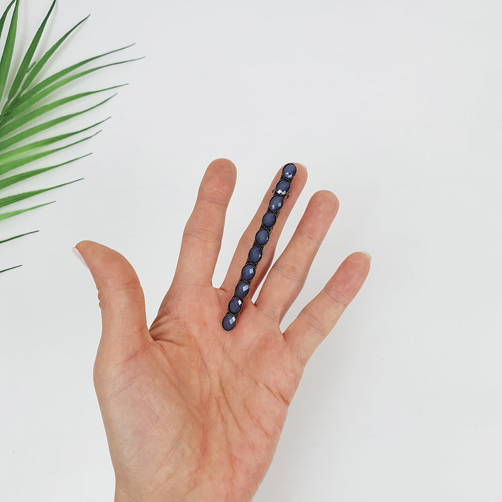 Faceted Oval Hair Barrette 3.3 in – Vintage Resin (Formica), French Pin