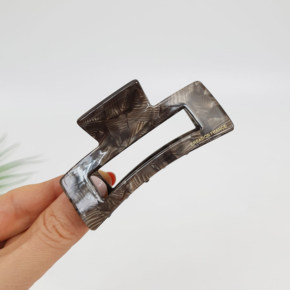 Long Square Medium Hair Claw Clip – 3 Art Deep Brown