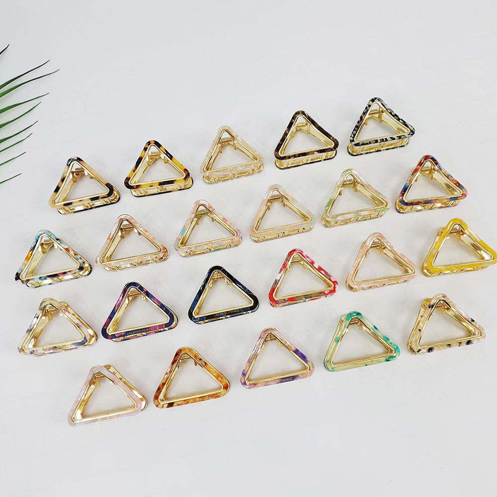 Triangle Mini Hair Claw Clip 2.0 in – Tortoise Shell Marble, French-style