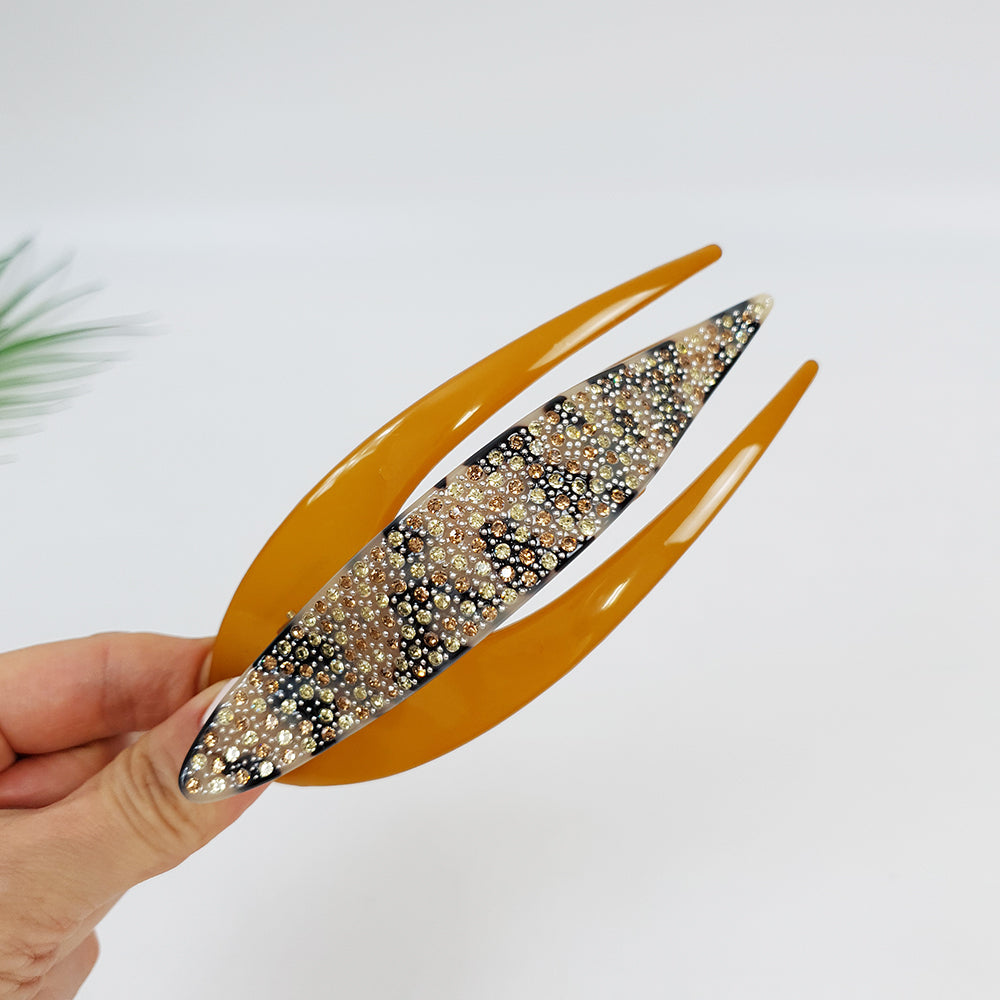 Stone Jumbo Hair Claw Clip – 3 Leopard Beige