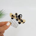 Twin Butterfly Hair Comb Pin 2.8 in – 1 Leopard Beige