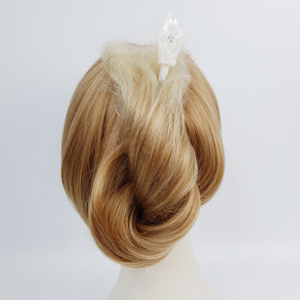 Flower Bud Hair Stick 8.7 in – Tortoise Shell Marble, Cubic, French Pin