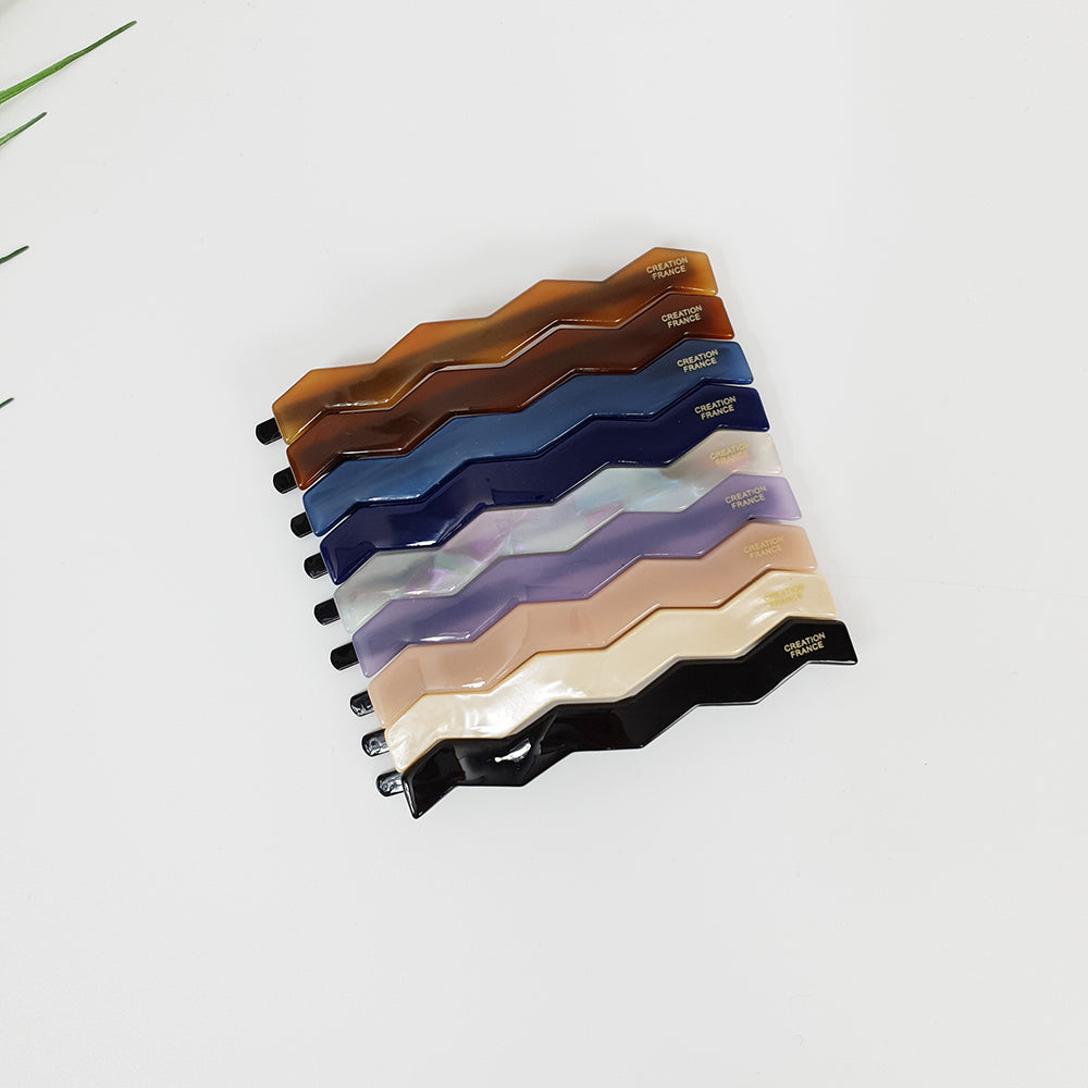 Zigzag Long Bobby Pin 3.3 in – Solid Acetate, Black Pin, French Pin