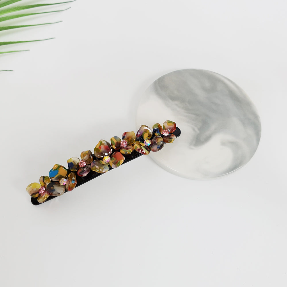 Flower Line Hair Barrette 4.5 in – 2 Art Yellow