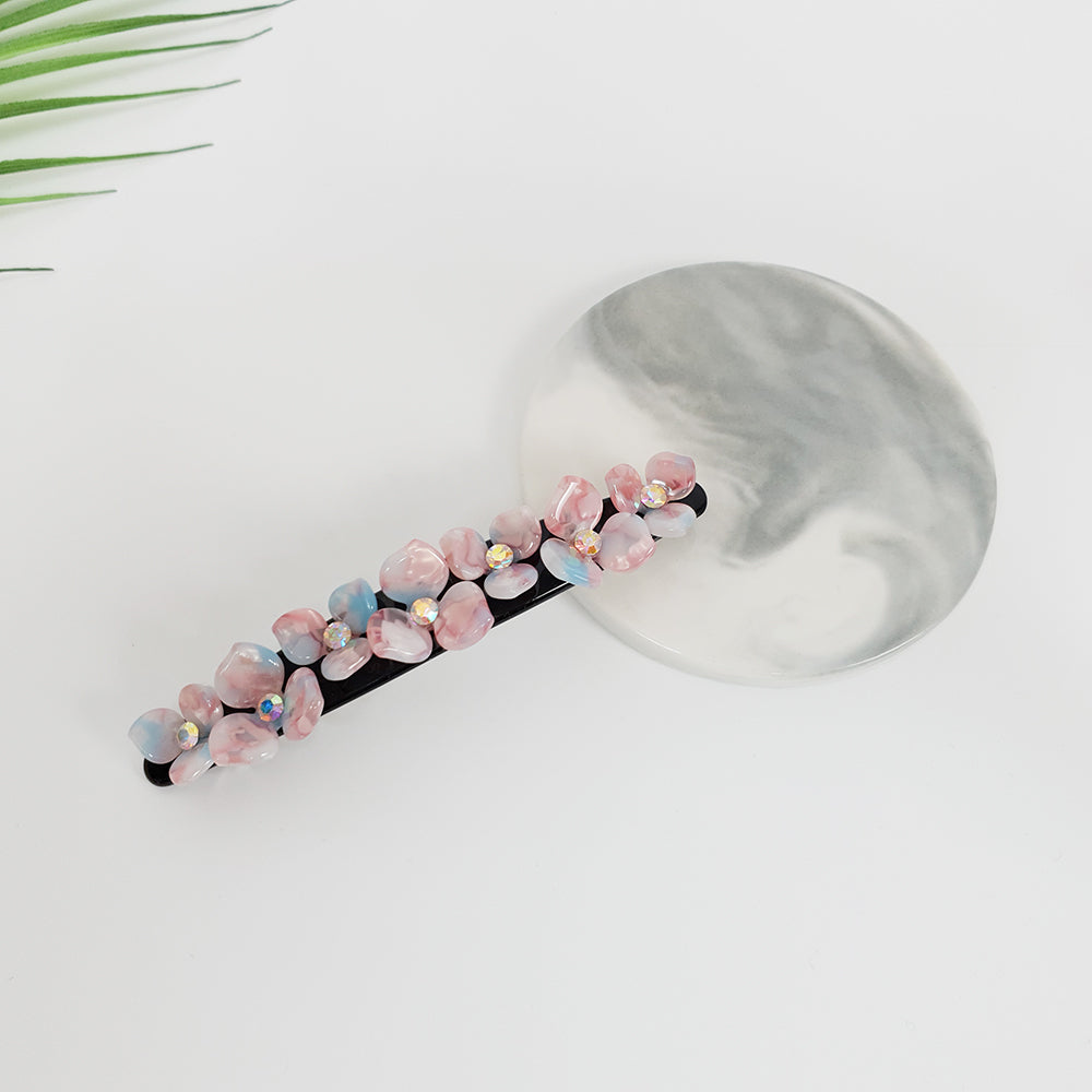 Flower Line Hair Barrette 4.5 in – 3 Pink Sky