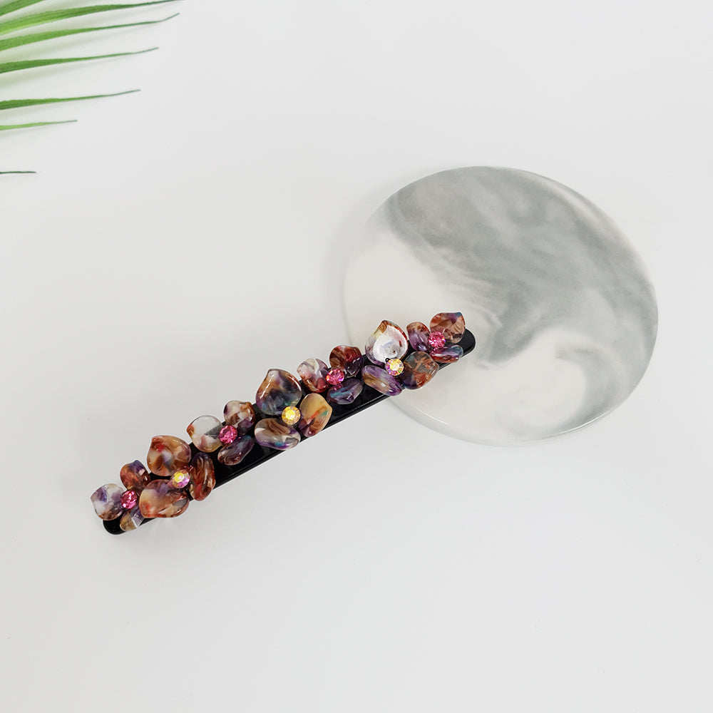 Flower Line Hair Barrette 4.5 in – 5 Art Deep Pink