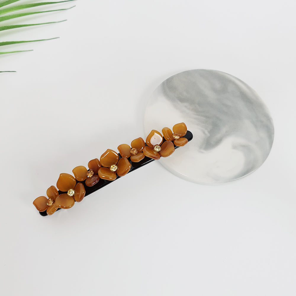 Flower Line Hair Barrette 4.5 in – 7 Pure Caramel