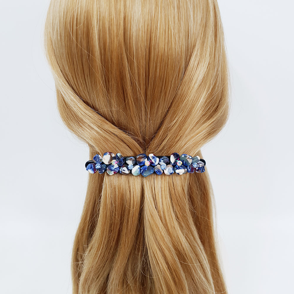 Flower Line Hair Barrette 4.5 in – Aurora, Cubic, French Pin, for Half-Up