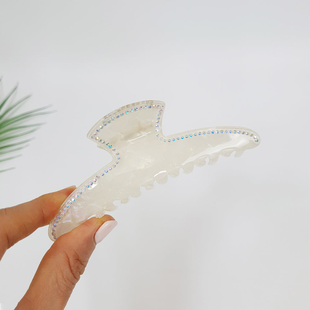 Slim Line Large Hair Claw Clip 4.5 in – 4 Aurora White