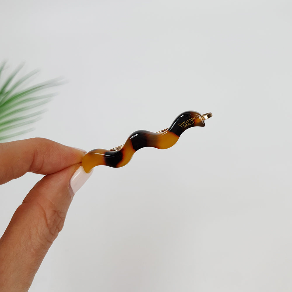 Wave Bobby Pin 2.4 in – Tortoise Shell Marble, French Pin, for Side Hair