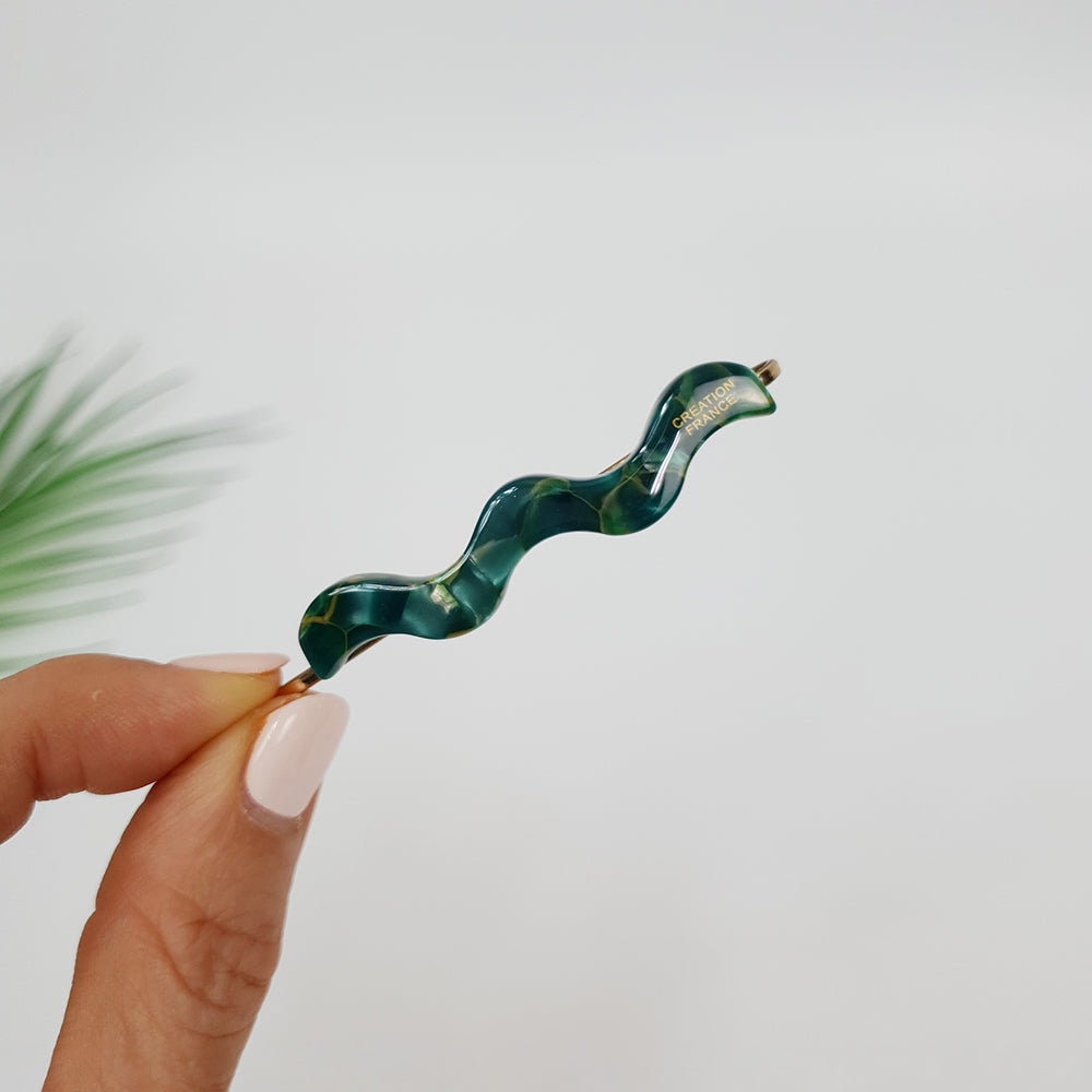 Wave Bobby Pin 2.4 in – 19 Marble Green