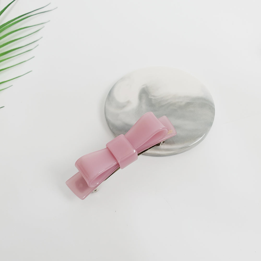Bow Tie Hair Barrette 3.5 in – 2 Pure Baby Pink