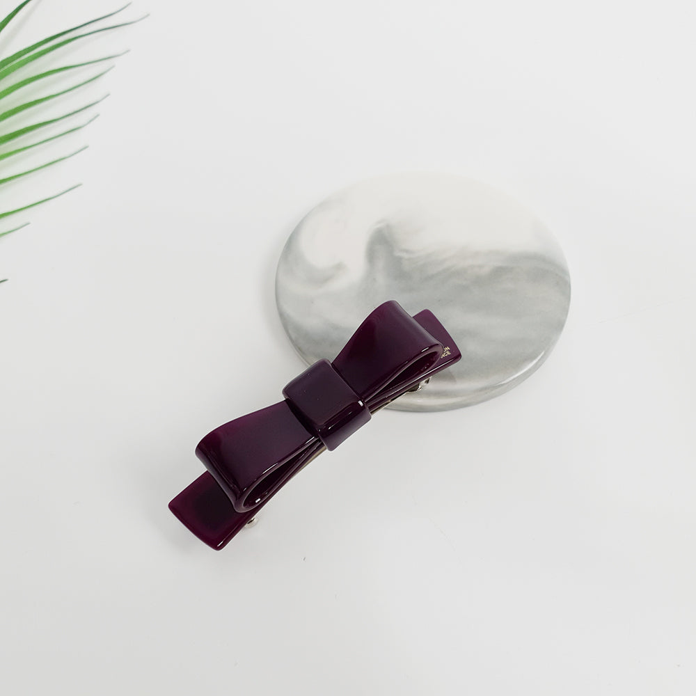 Bow Tie Hair Barrette 3.5 in – 4 Pure Purple