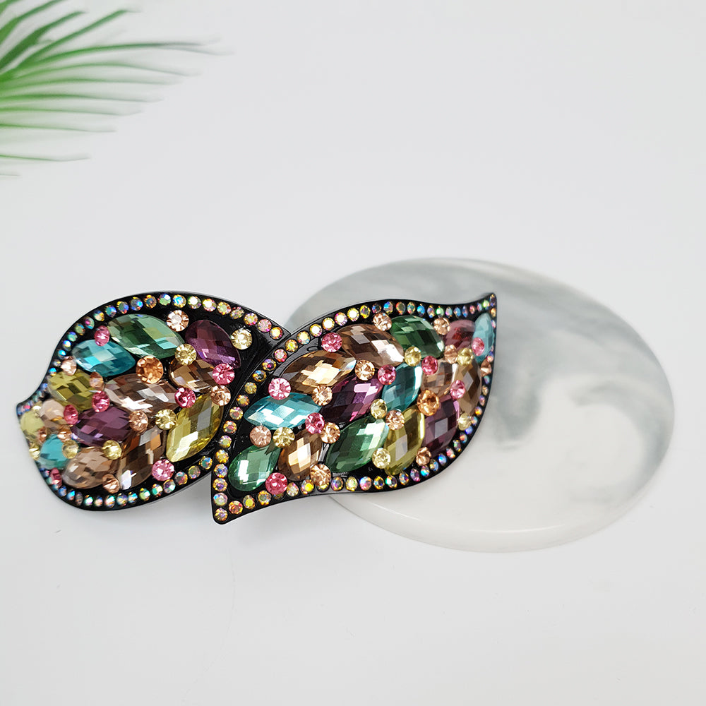 Crystal Leaf Long Hair Barrette 4.3 in – 1 Mint Festival