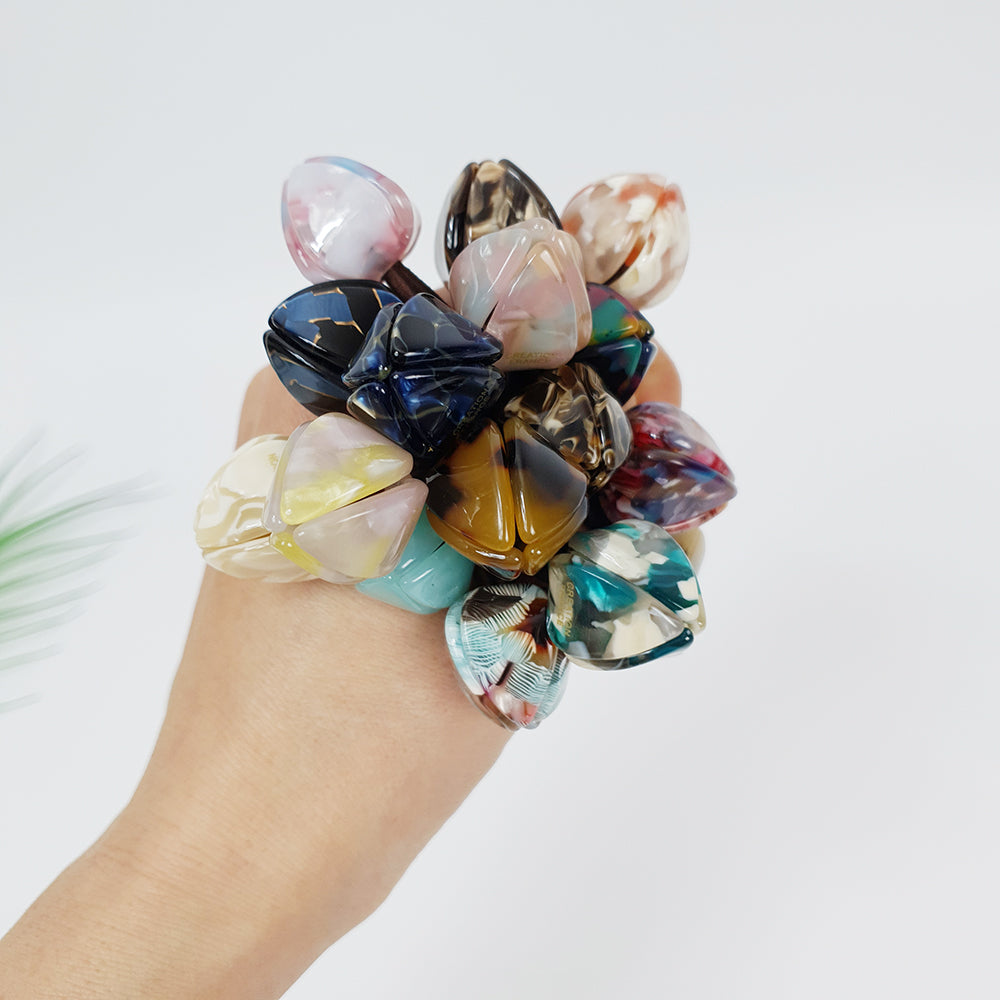 Tulip Hair Tie 0.8 in – Tortoise Shell Marble & Solid, French-style