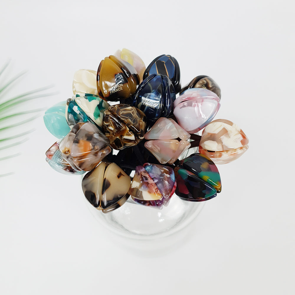 Tulip Hair Tie 0.8 in – Tortoise Shell Marble & Solid, French-style