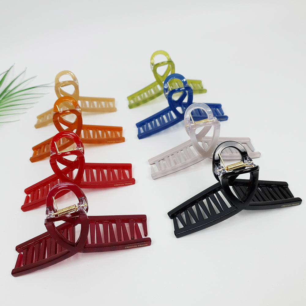 Slim Twist Large Hair Claw Clip 4.3 in – Solid, French-style, for Updos