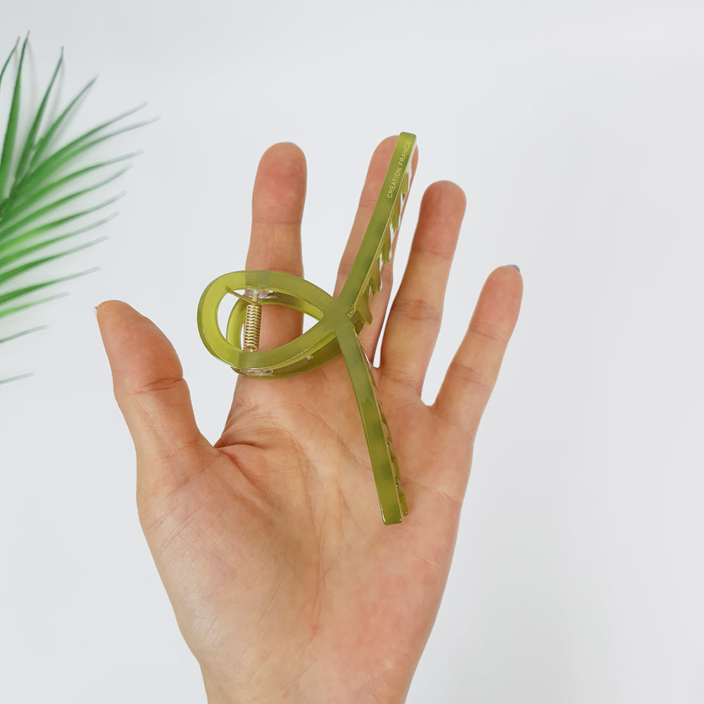 Slim Twist Large Hair Claw Clip 4.3 in – Solid, French-style, for Updos