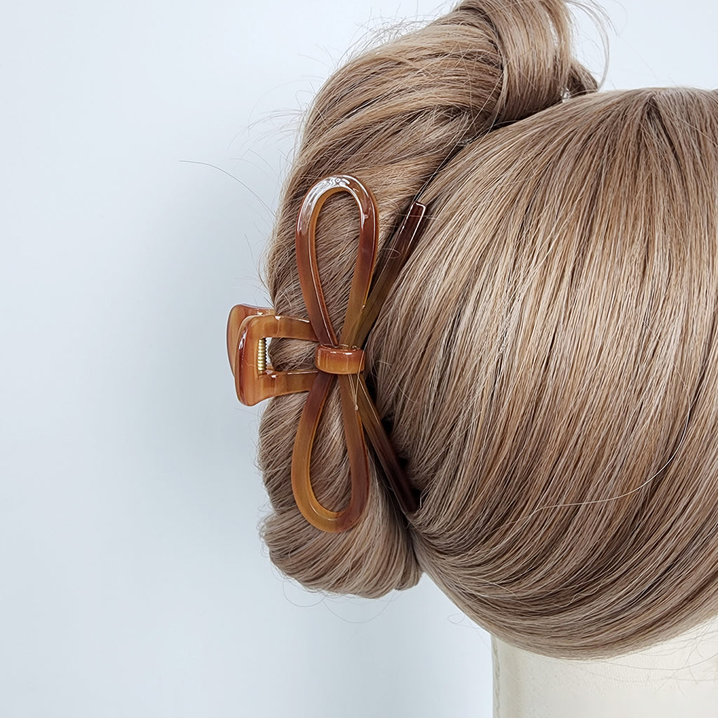 Gift Bow Large Hair Claw Clip 4.6 in – Acetate, French-style, New Colors