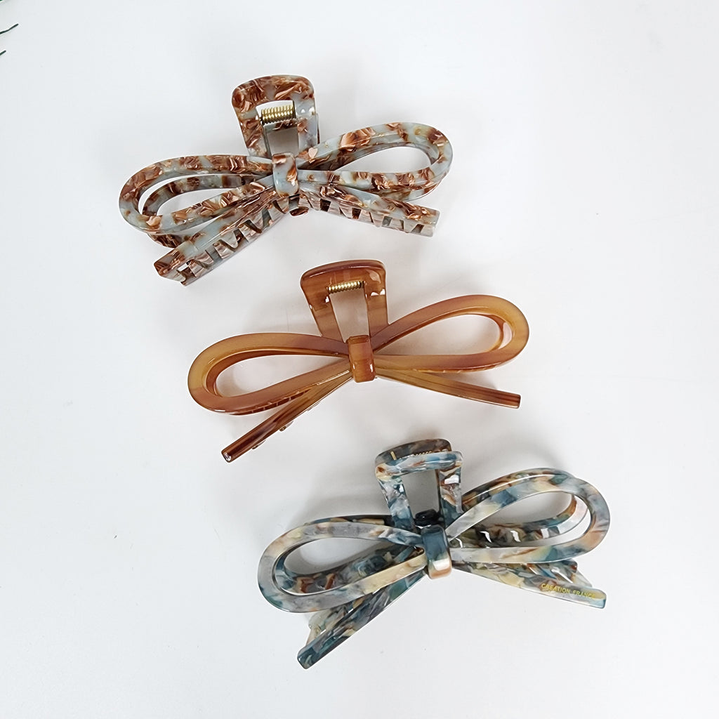 Gift Bow Large Hair Claw Clip 4.6 in – Acetate, French-style, New Colors