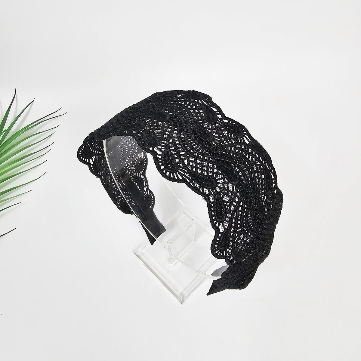 Paisley Lace Wide Headband – 3 Black