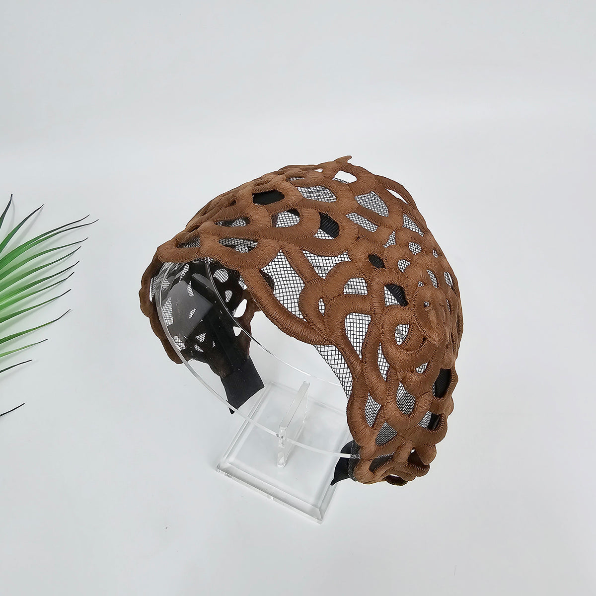 Mary Lace Wide Headband 3.5 in wide – 1 Camel