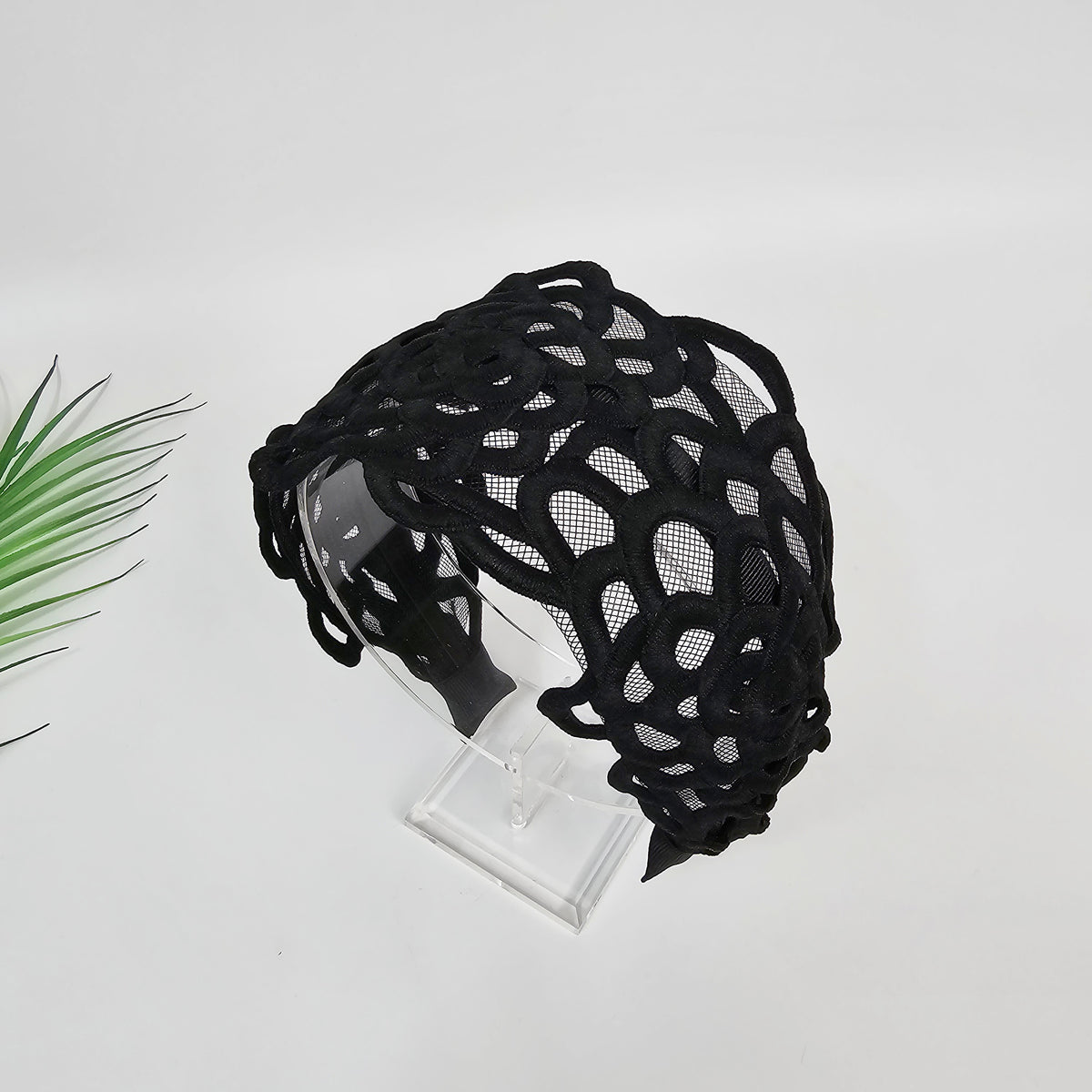Mary Lace Wide Headband 3.5 in wide – 4 Black