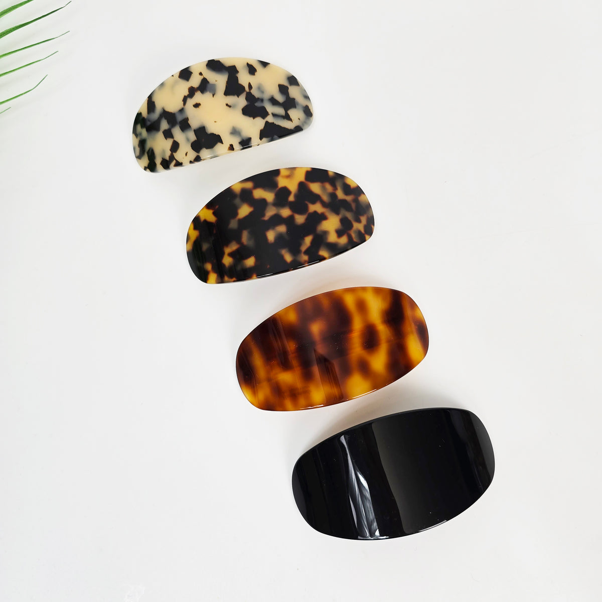 Raurence Curved Oval Long Hair Barrette 3.9 in – Tortoise Shell, French Pin