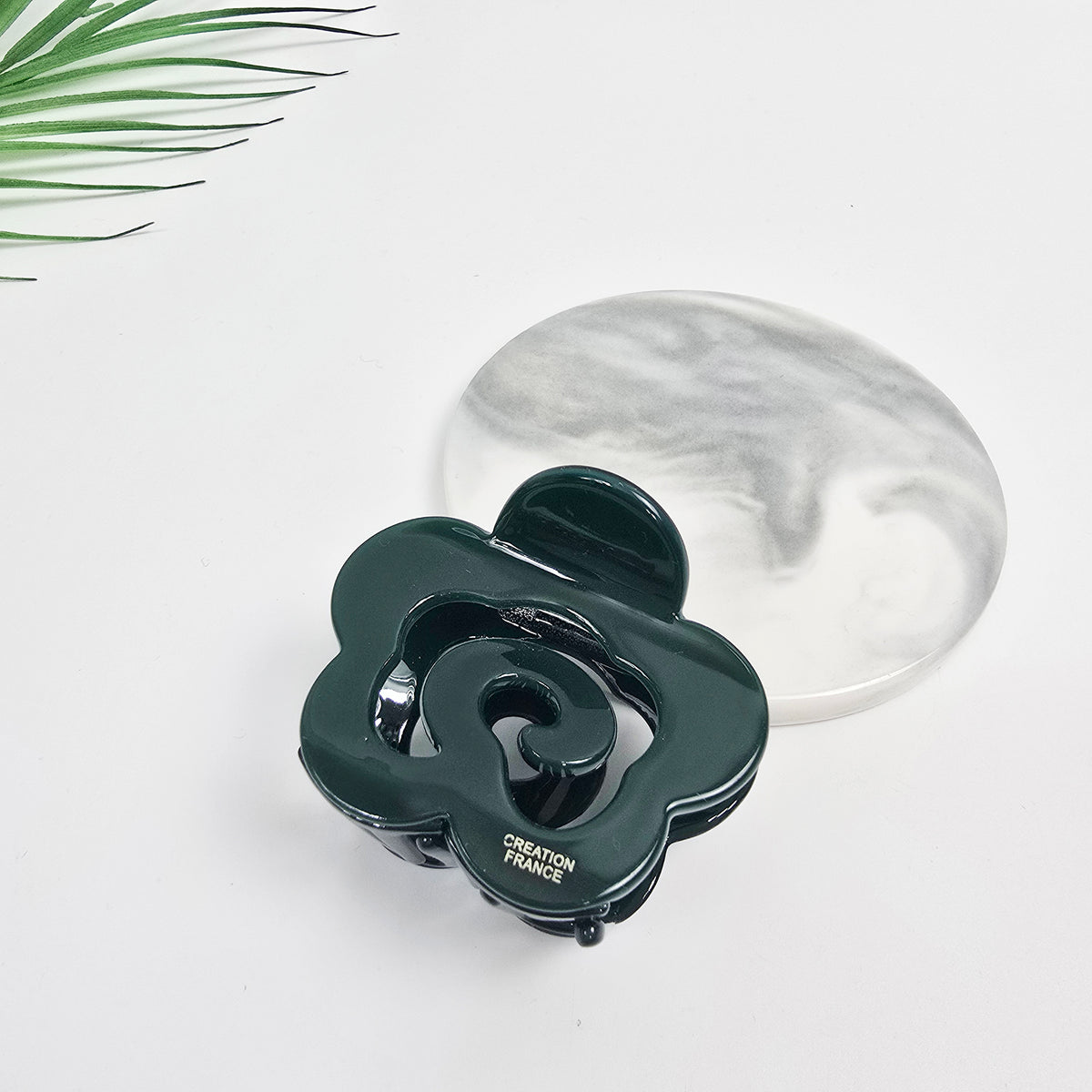 Rose Flower Mini Hair Claw Clip 2.2 in – 10 Pure Deep Green
