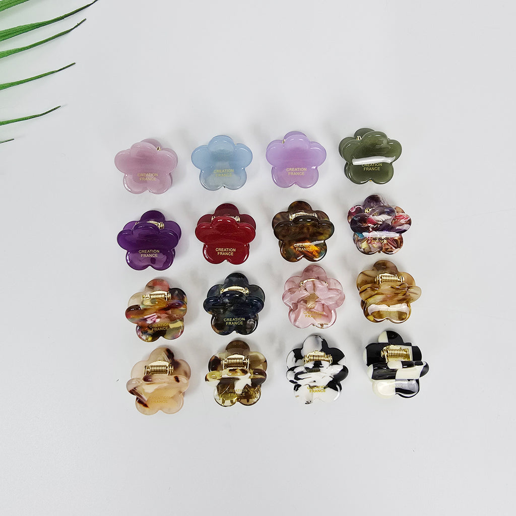 Flower Extra Mini Hair Claw Clip 1.0 in – French-style, for Bangs