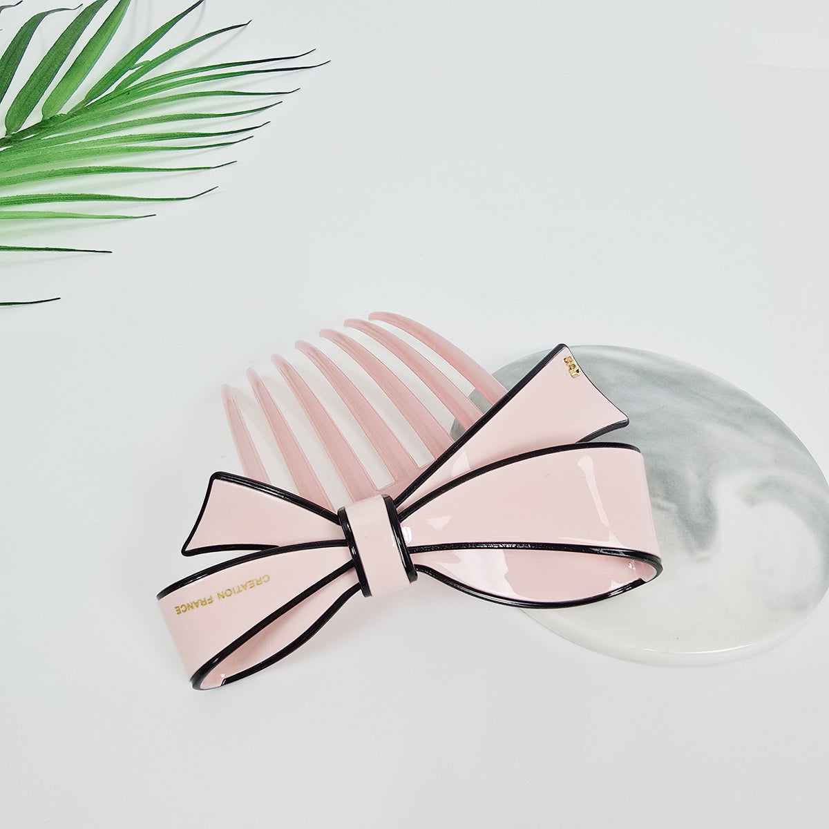 Big Ribbon Long Leg Hair Comb Pin 4.3 in – 1 Pastel Pink