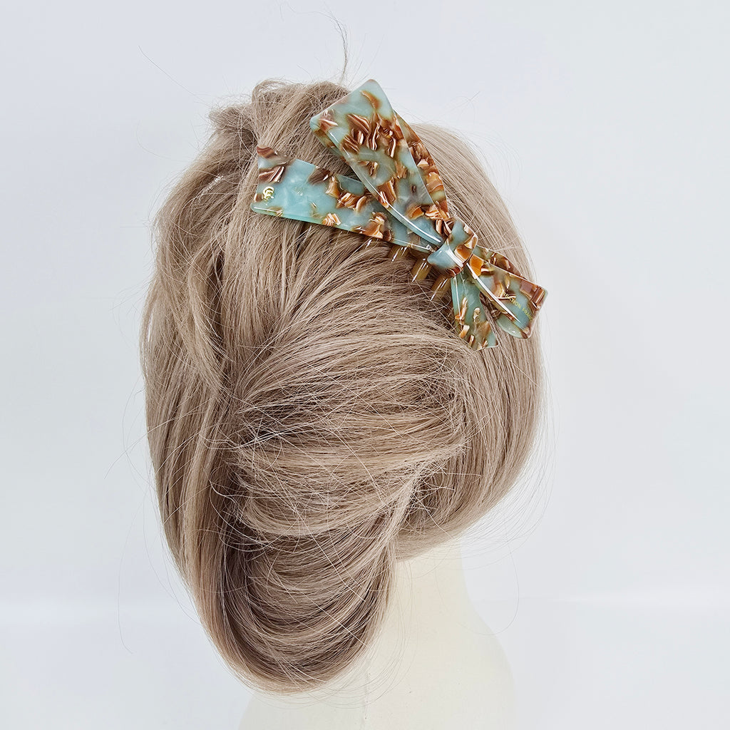 Big Ribbon Long Leg Hair Comb Pin 4.3 in – Pastel, French Pin, for Updos