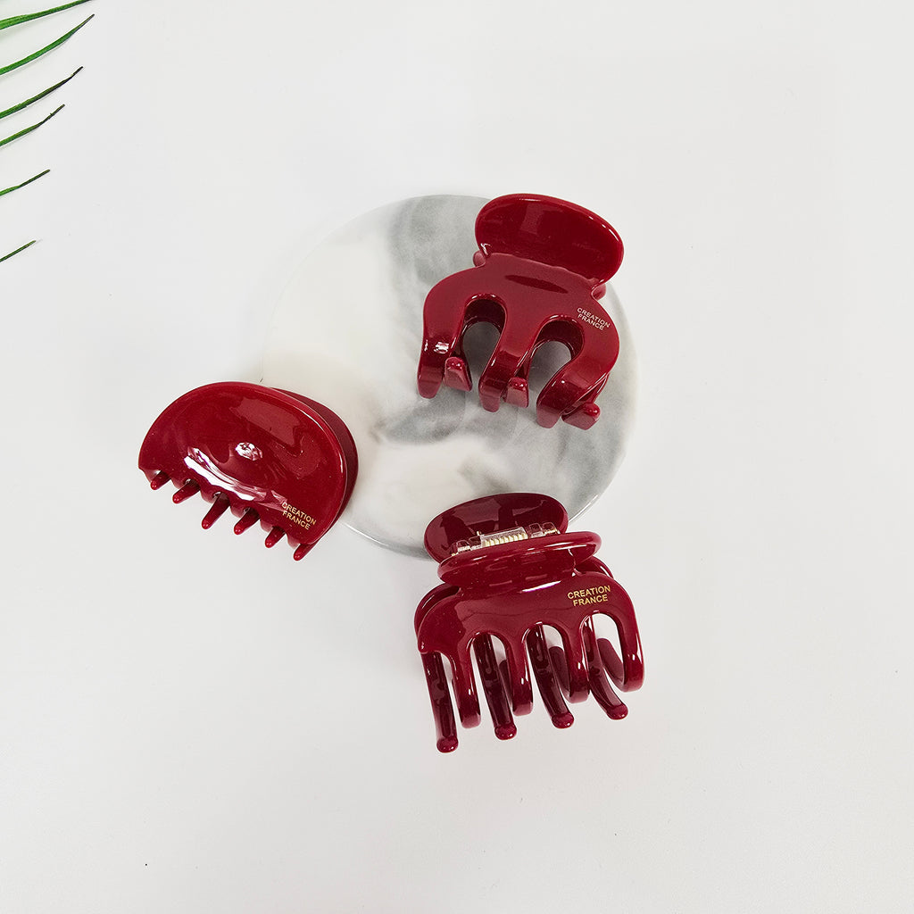 Pebble & Hook Mini Hair Claw Clip 1.8 in – Pastel Red, French-style