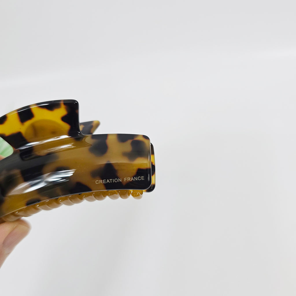 Curved Square Small Hair Claw Clip 3.1 in – Tortoise Shell, Double Clip