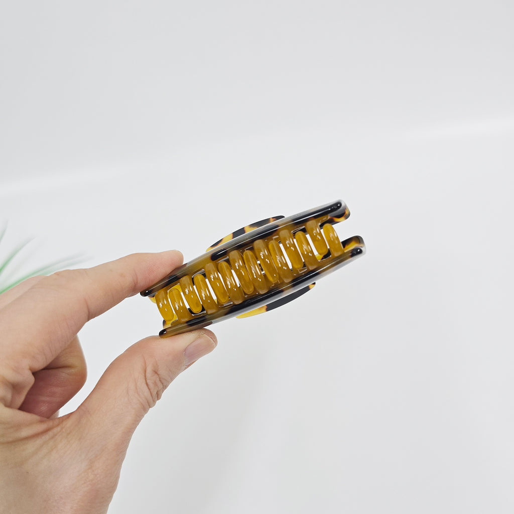 Curved Square Small Hair Claw Clip 3.1 in – Tortoise Shell, Double Clip