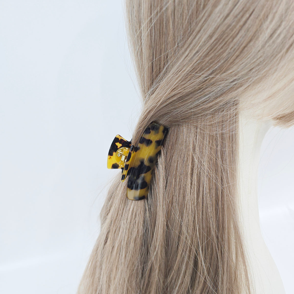 Curved Square Small Hair Claw Clip 3.1 in – Tortoise Shell, Double Clip