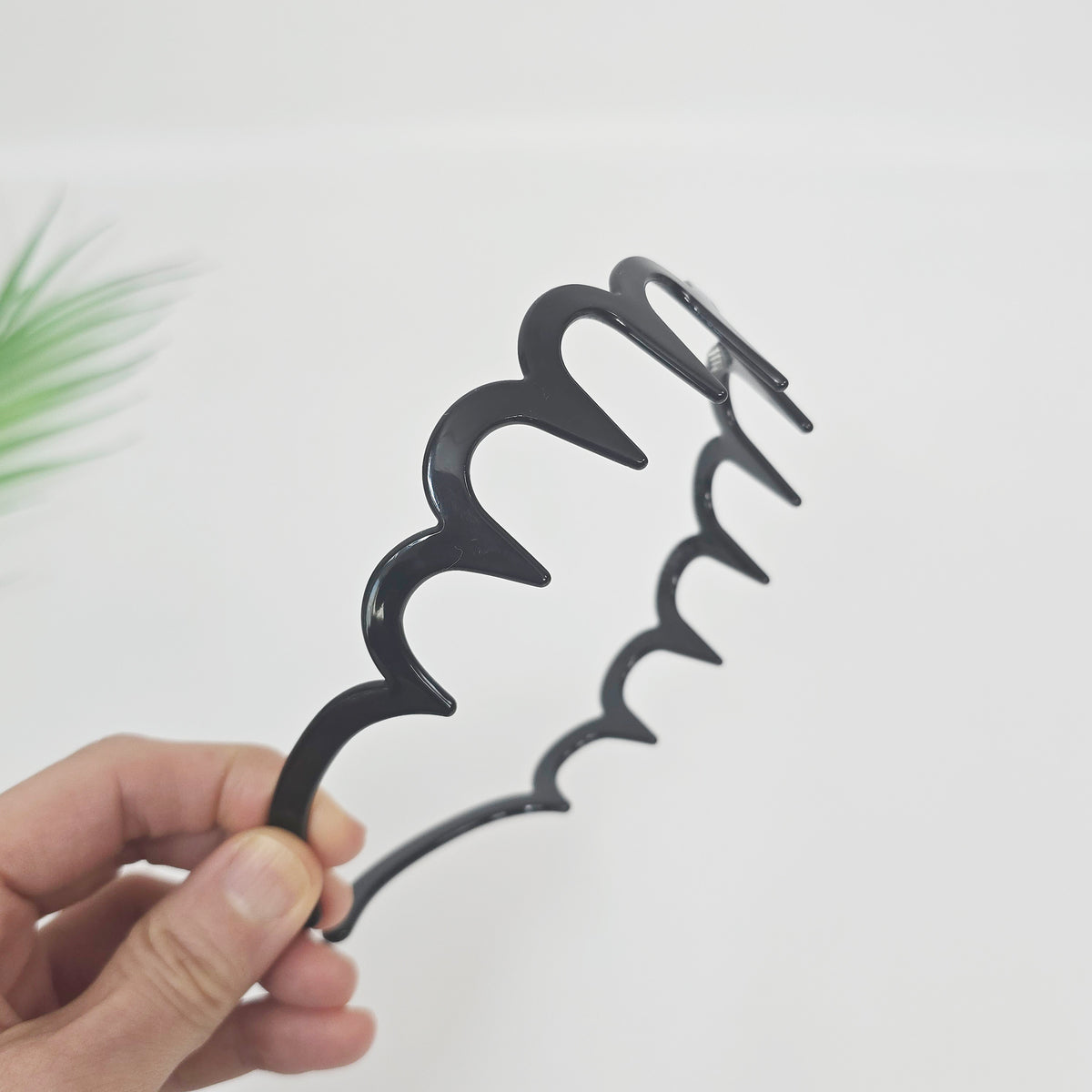 Wave Comb Wide Headband 1.4 in wide – 4 Pure Black
