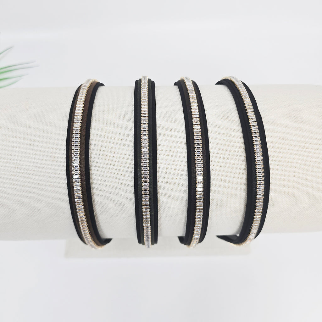 Baguette Crystal Thin Headband 0.6 in wide – Cubic Line, French-style