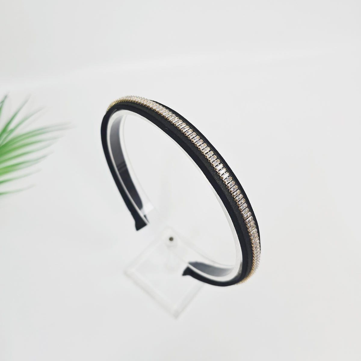 Baguette Crystal Thin Headband 0.6 in wide – Cubic Line, French-style