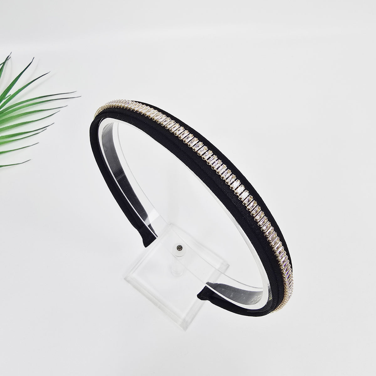 Baguette Crystal Thin Headband 0.6 in wide – Cubic Line, French-style
