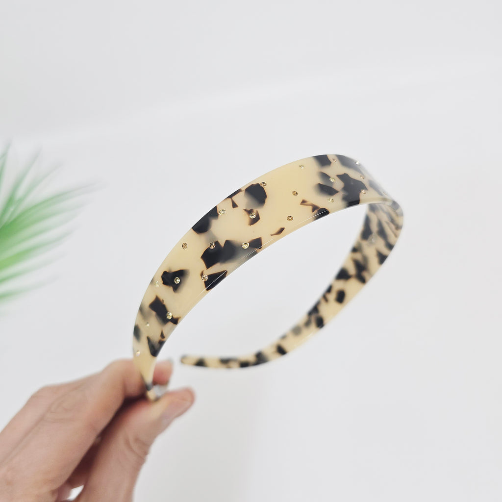Curved Thin Headband 0.9 in wide – 1 Leopard Beige