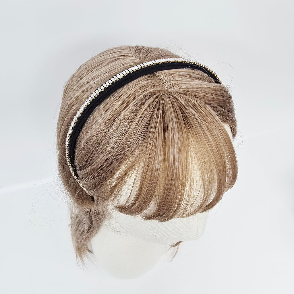 Baguette Crystal Thin Headband 0.6 in wide – Cubic Line, French-style