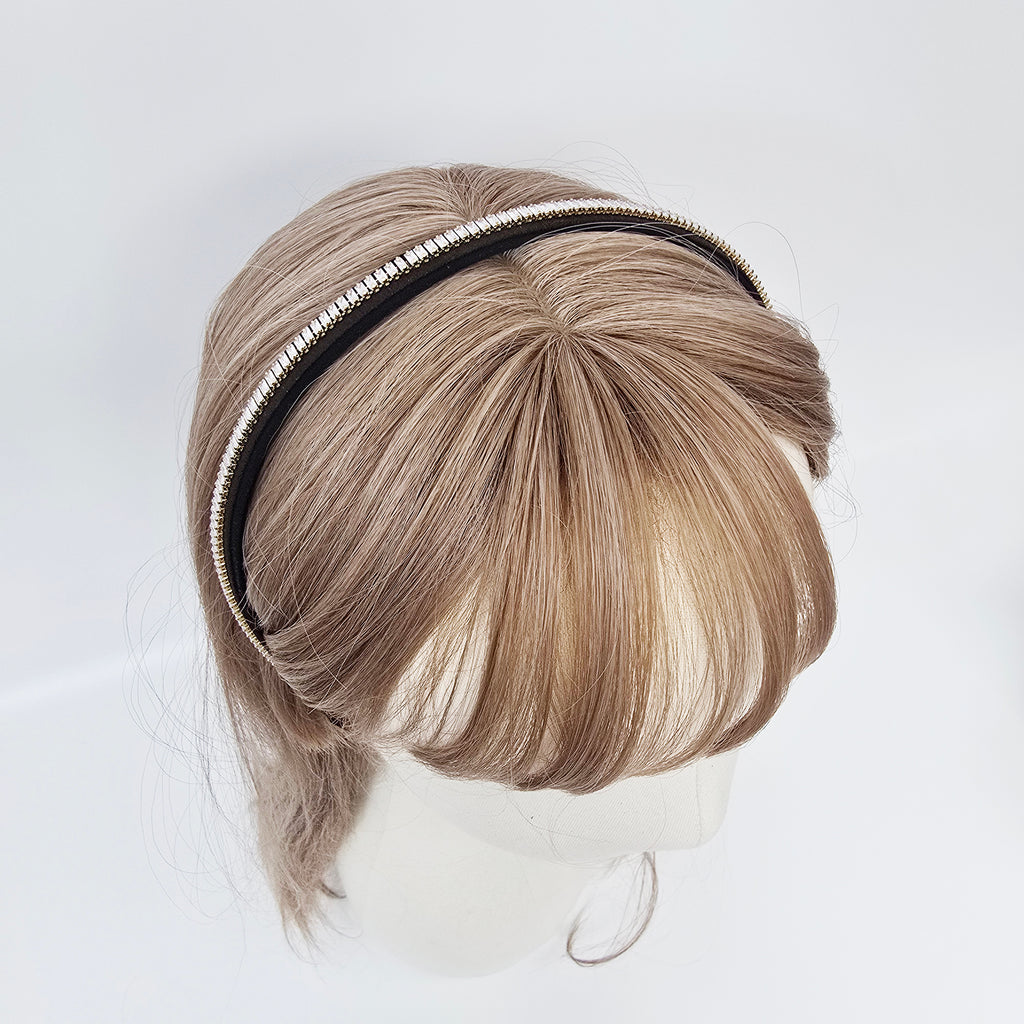 Baguette Crystal Thin Headband 0.6 in wide – Cubic Line, French-style