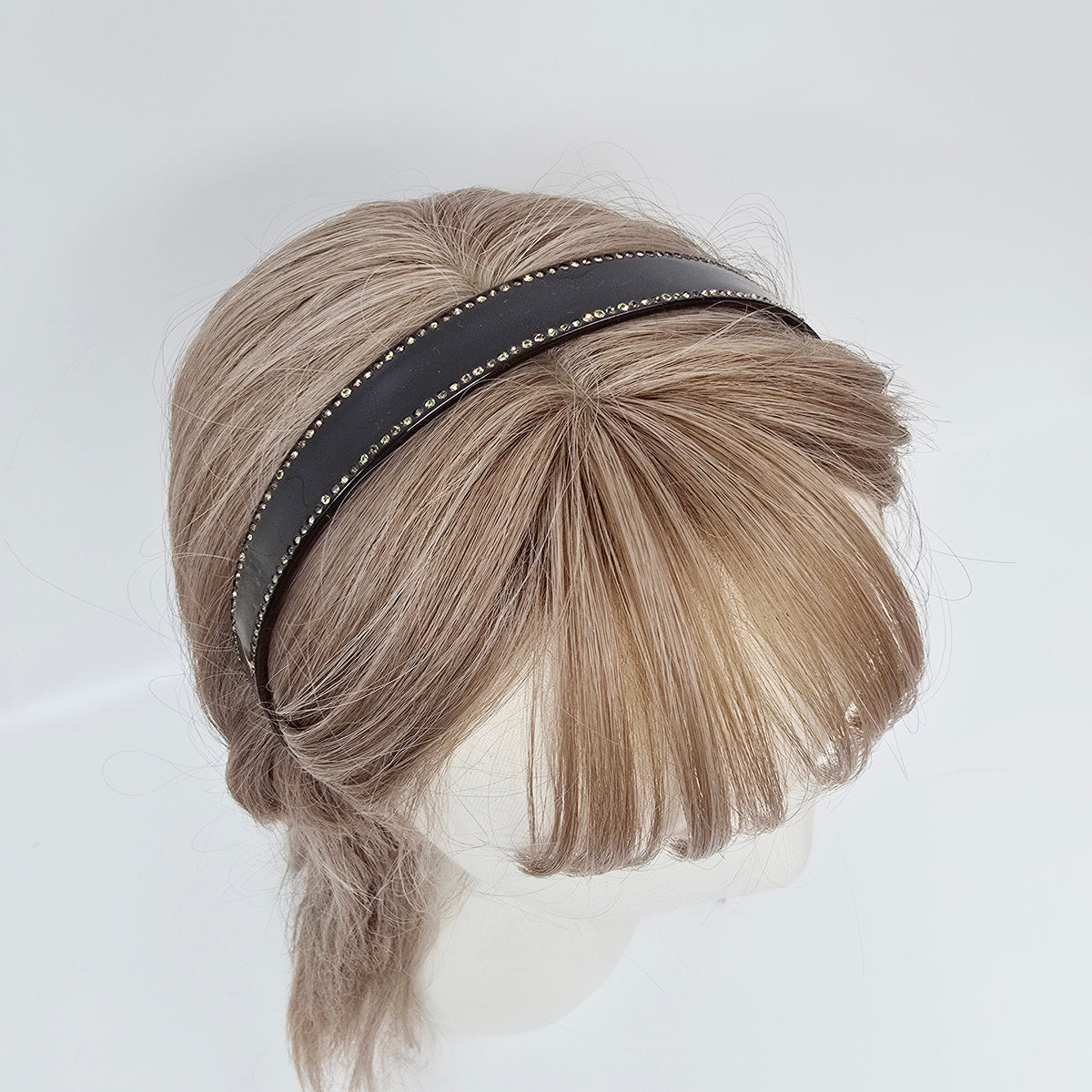 Rhinestone Line Thin Headband 0.8 in wide – Tortoise Shell & Solid, Cubic