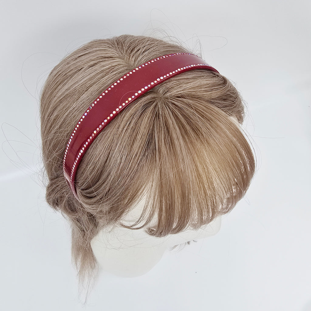 Rhinestone Line Thin Headband 0.8 in wide – Tortoise Shell & Solid, Cubic