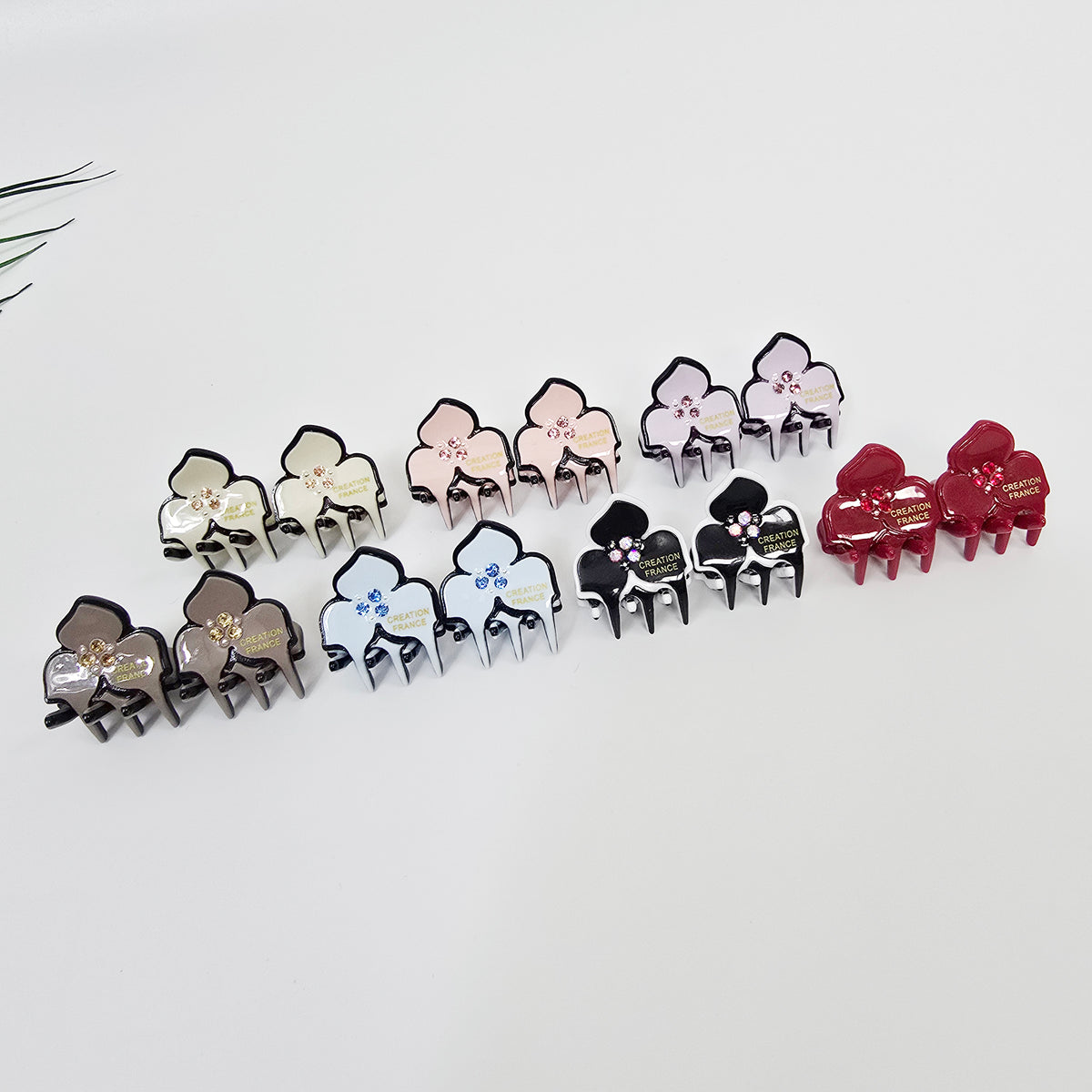 Cubic Flower Extra Mini Hair Claw Clips Set of 2 0.7 in – Solid, for Bangs