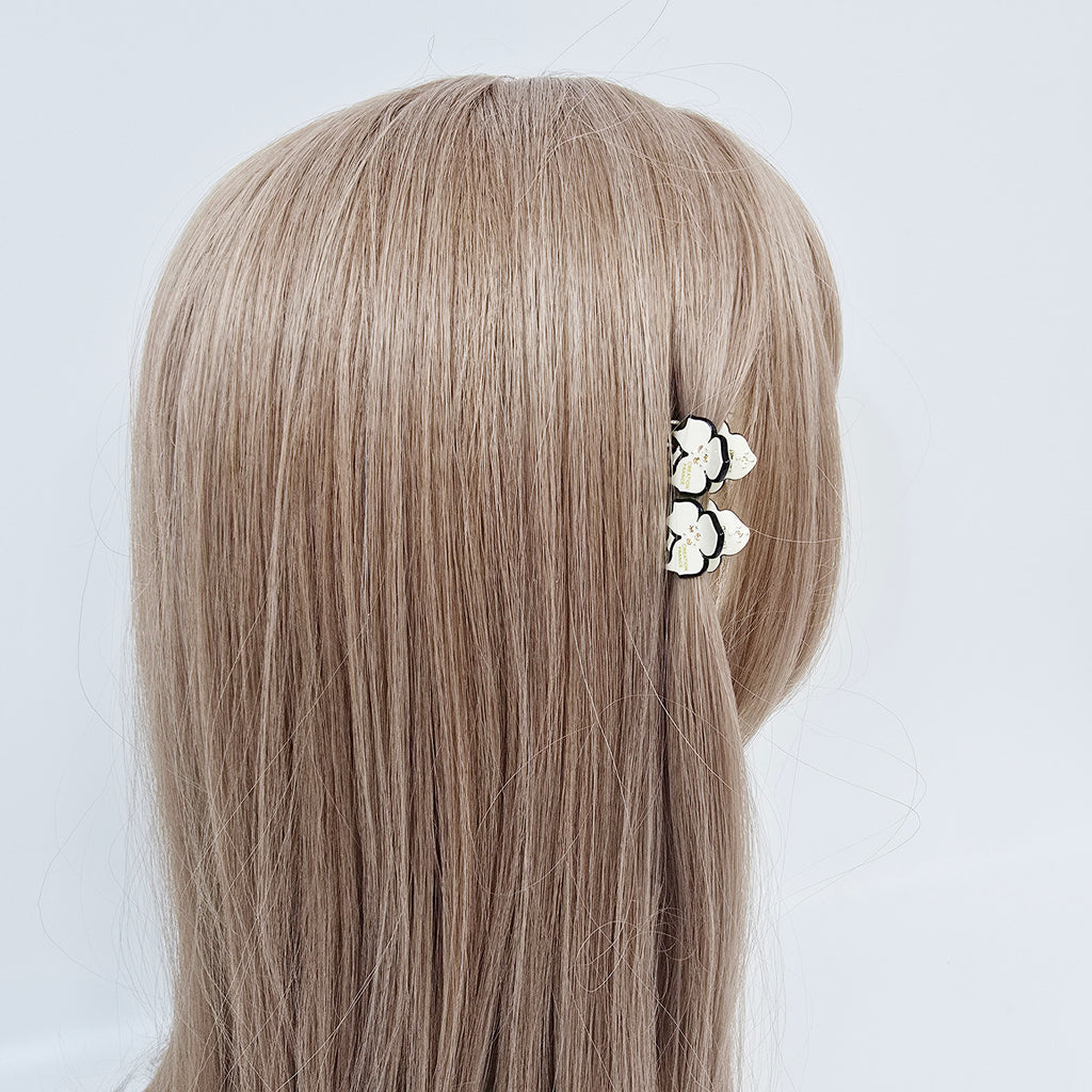 Cubic Flower Extra Mini Hair Claw Clips Set of 2 0.7 in – Solid, for Bangs